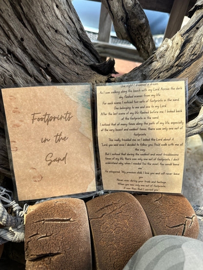 Laminated Footprints in the Sand Card Insert on Parchment Paper