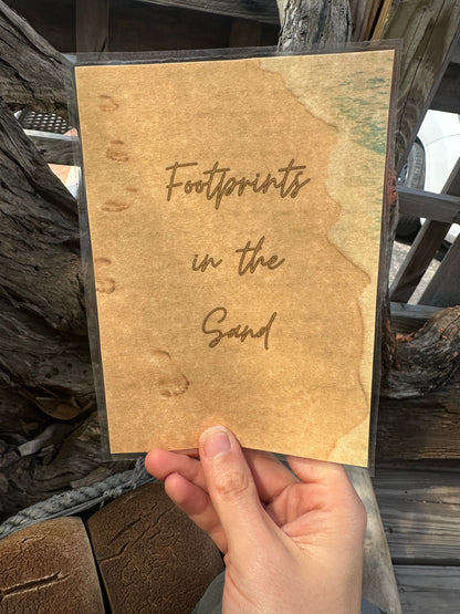 Laminated Footprints in the Sand Card Insert on Parchment Paper