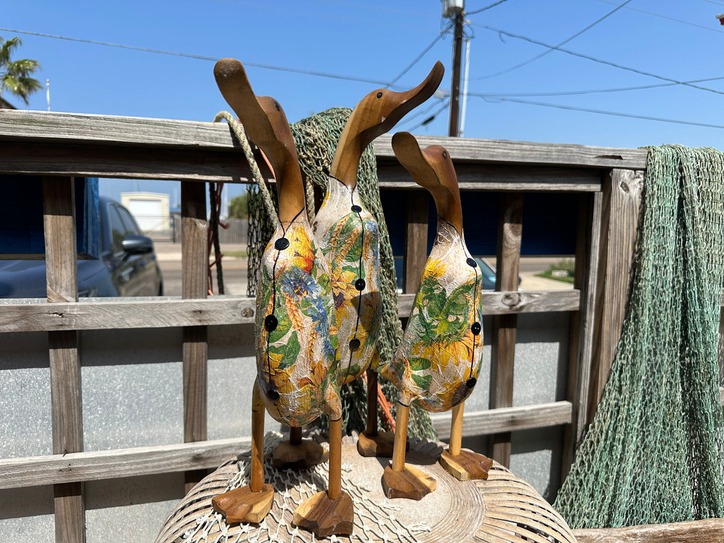 Carved Wooden Duck Decoupaged Outfit