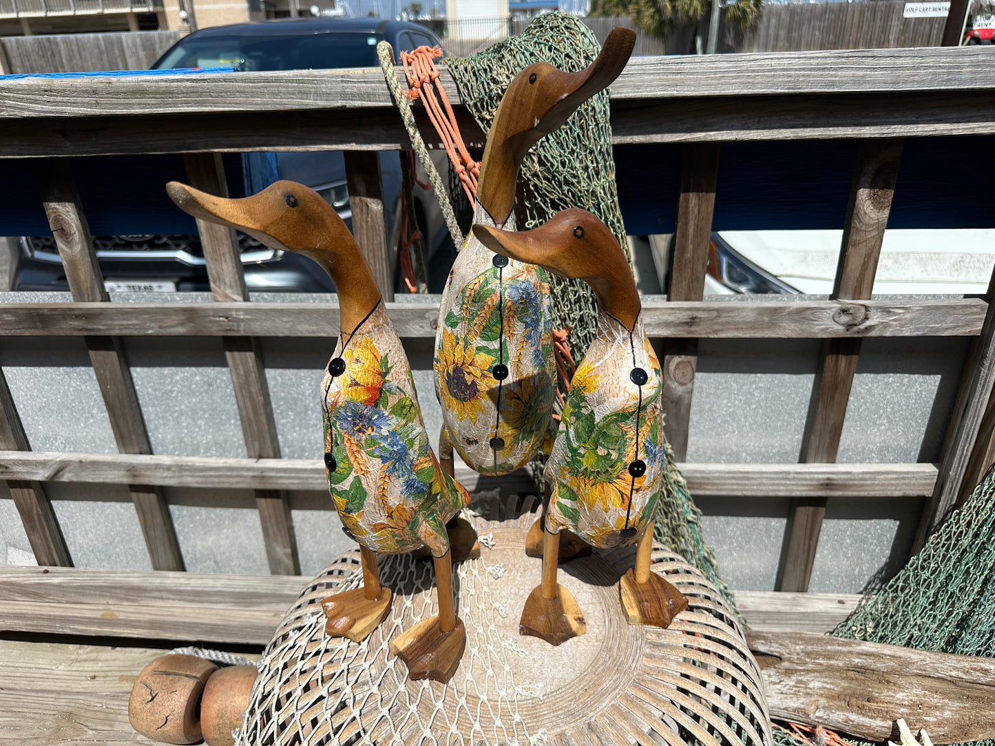 Carved Wooden Duck Decoupaged Outfit