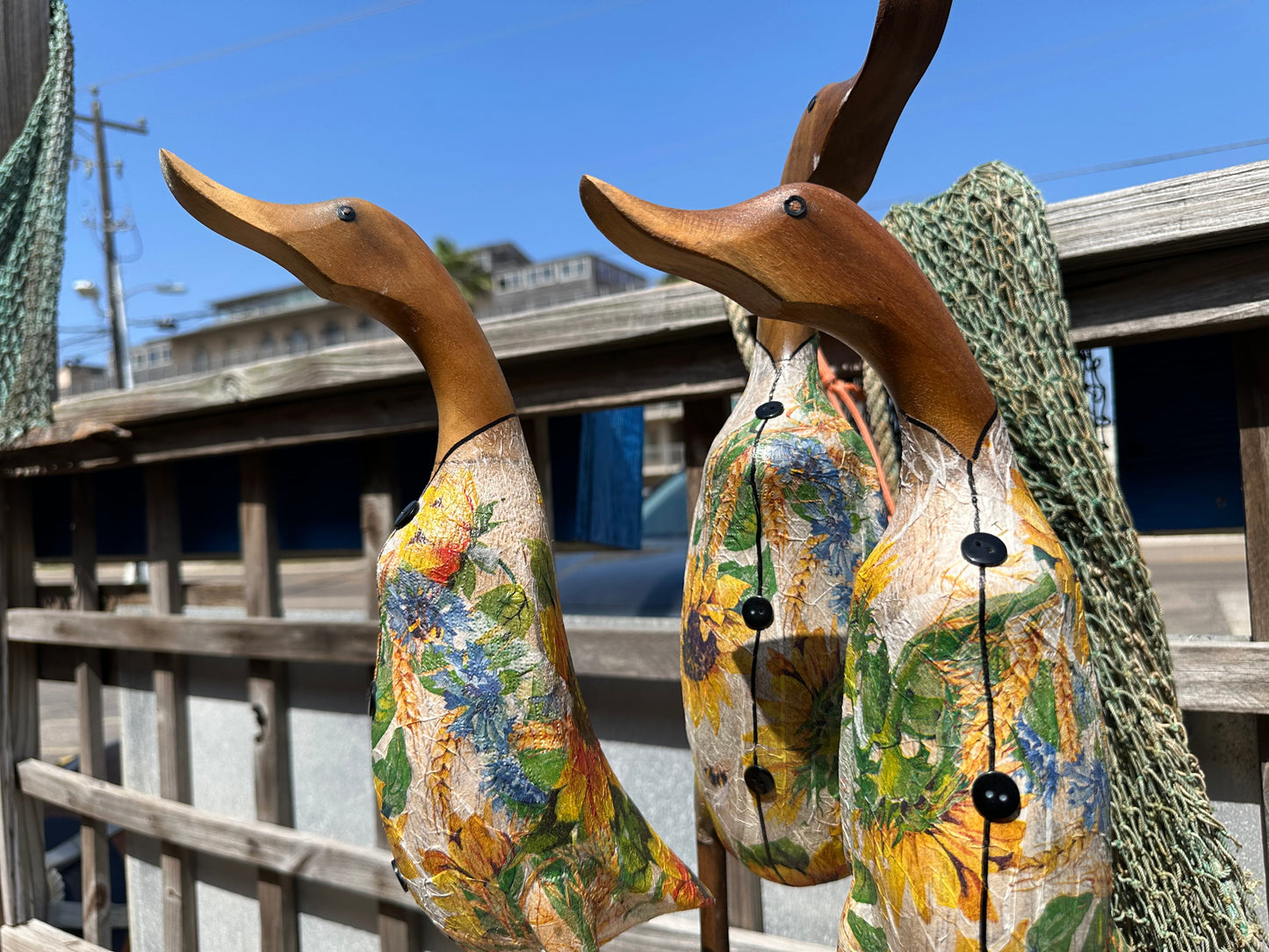 Carved Wooden Duck Decoupaged Outfit