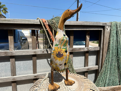 Carved Wooden Duck Decoupaged Outfit