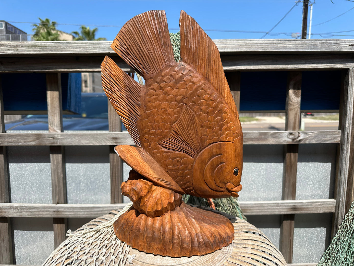 Carved Wooden Fish Statue