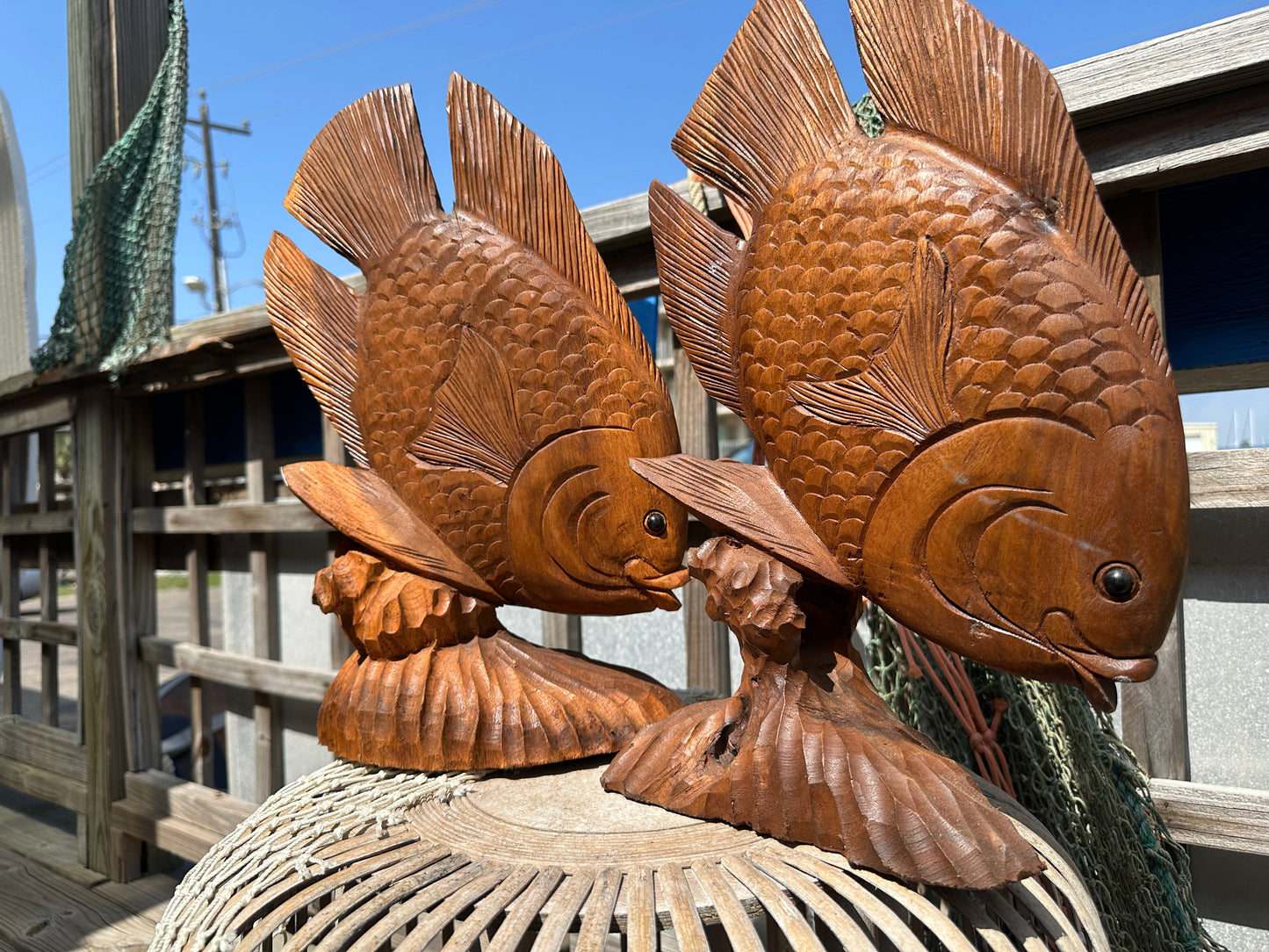 Carved Wooden Fish Statue