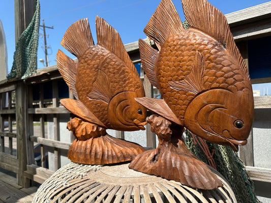 Carved Wooden Fish Statue