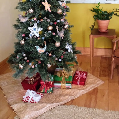 Shiny Gold Upcycled Sari Tree Skirt