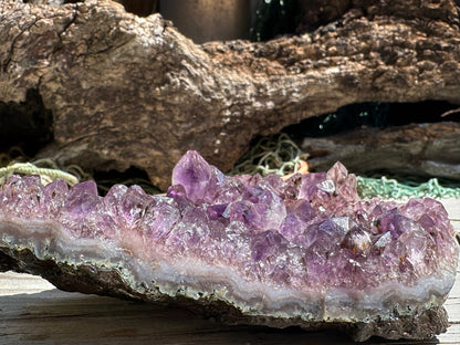 Natural Amethyst Cluster Crystal – Raw Purple Quartz Geode (4.7x3.5x1.8")