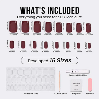 Plum Velvet Square Nails - Press On Nails | Long Lasting & Reusable