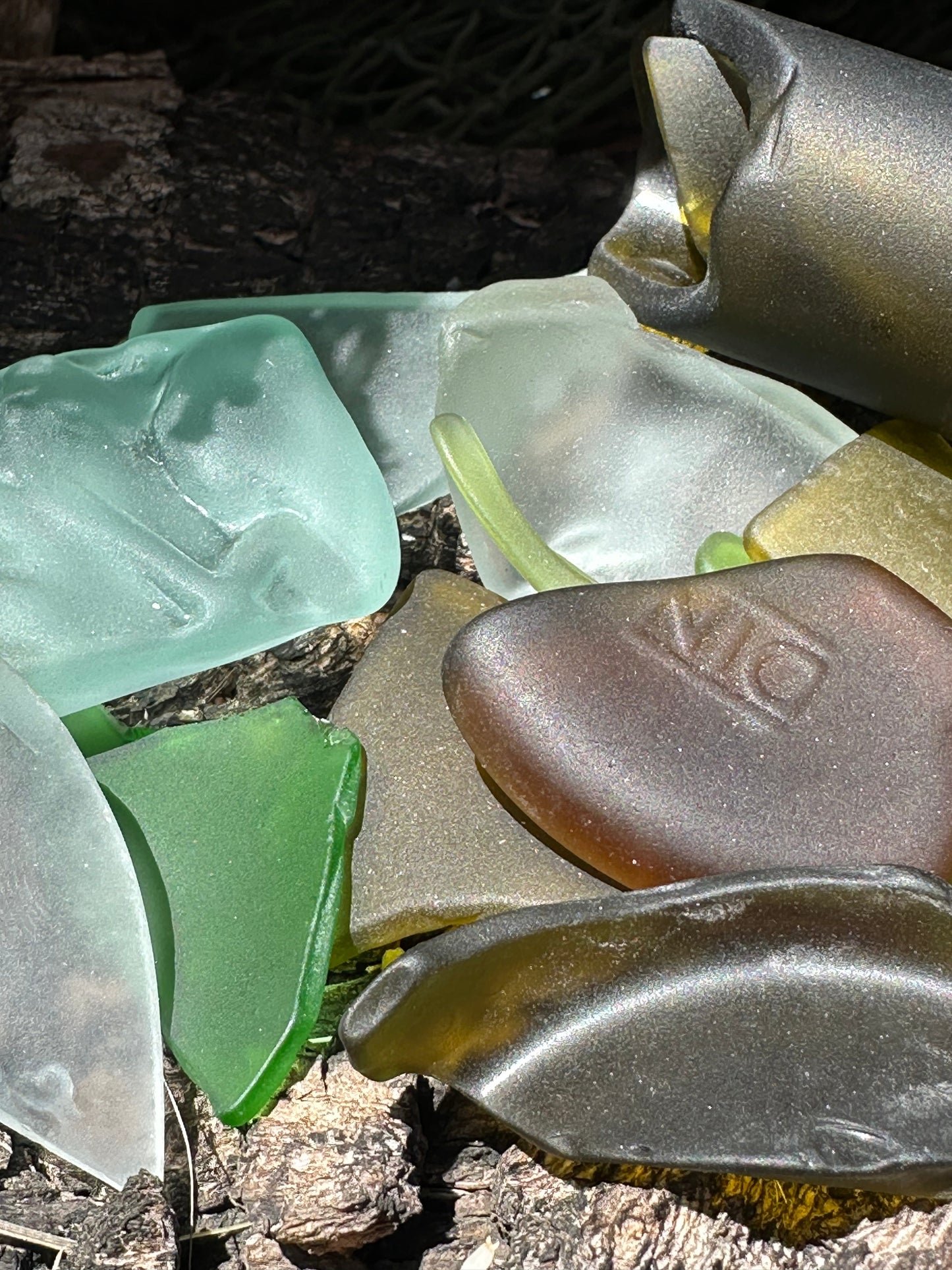 Hand Tumbled Forest Toned Sea Glass