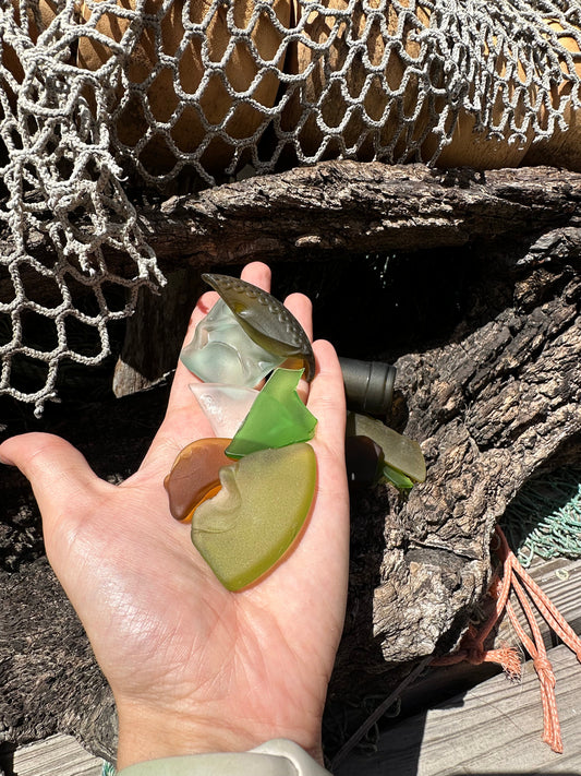 Hand Tumbled Forest Toned Sea Glass