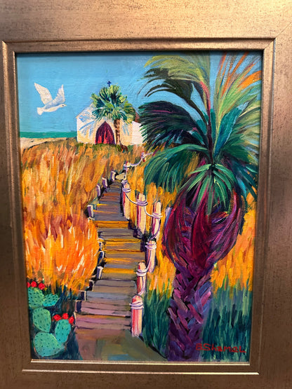 Betty Shamel – “Chapel in The Dunes” Acrylic Painting