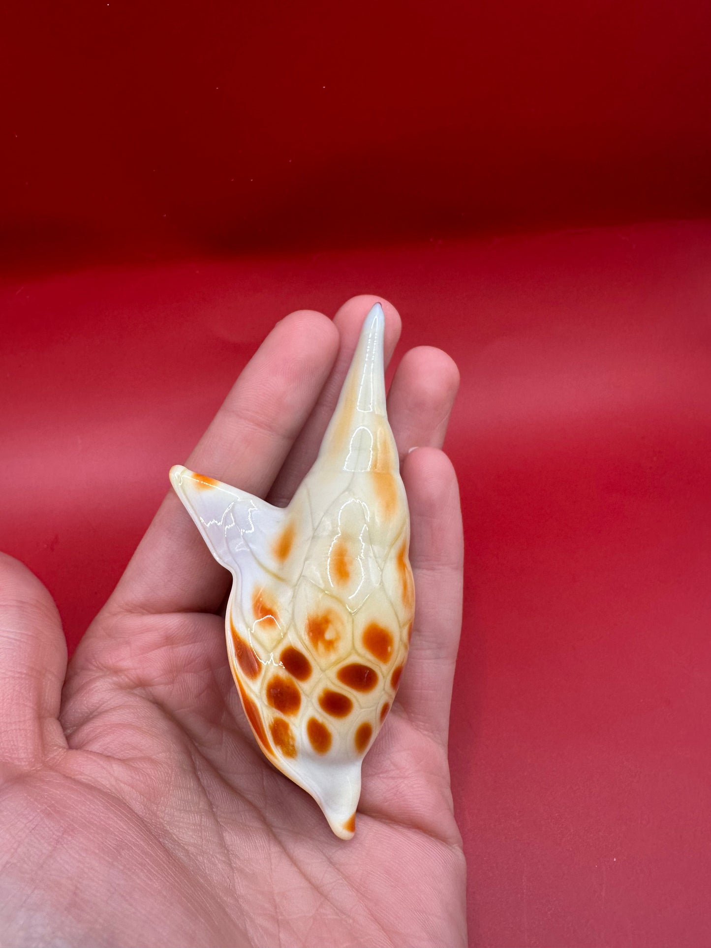 Blown Glass Shell Sculpture – Coastal Decorative Accent 3.5”