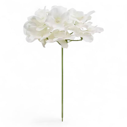 White Hydrangea Flowers - 6 Inch Faux Lifelike Stems 10-Pack