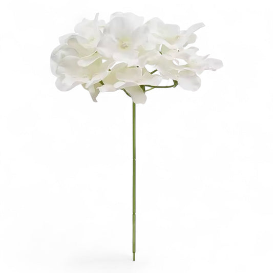 White Hydrangea Flowers - 6 Inch Faux Lifelike Stems 10-Pack