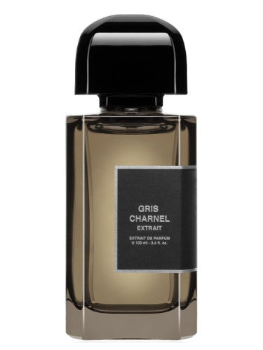 Perfume bottle labeled 'Gris Charnel Extrait' on a white background