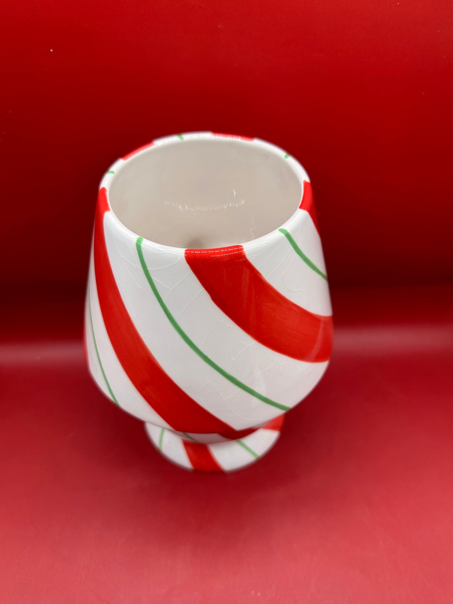 Peppermint Swirl Christmas Candle Holder – 3 Piece Set