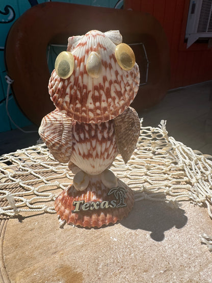 Vintage Texas Seashell Owl – 1970s Coastal Shell Figurine