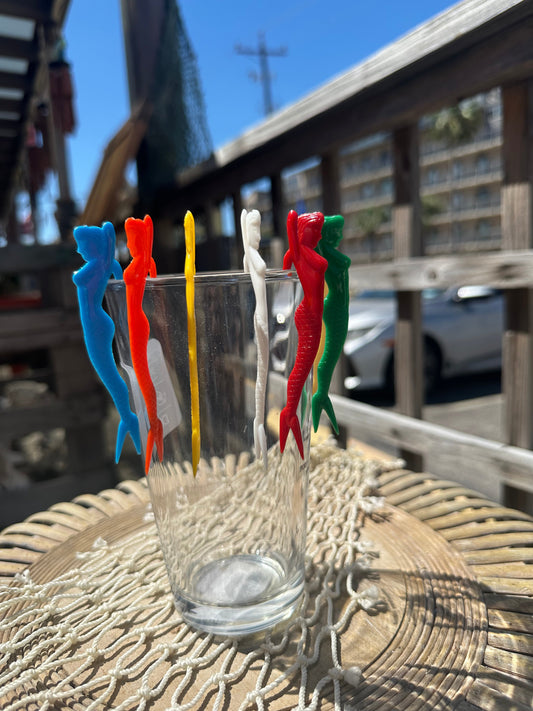 BULK Party Pack 1950's Pin Up Mermaid Swizzle Skewers Sticks Cocktail Fork- Unique Garnish Picks