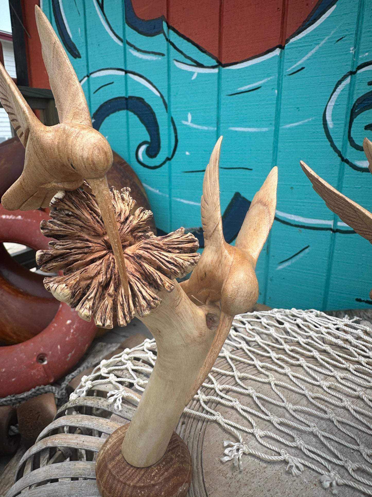Small Hummingbird Wood Sculpture