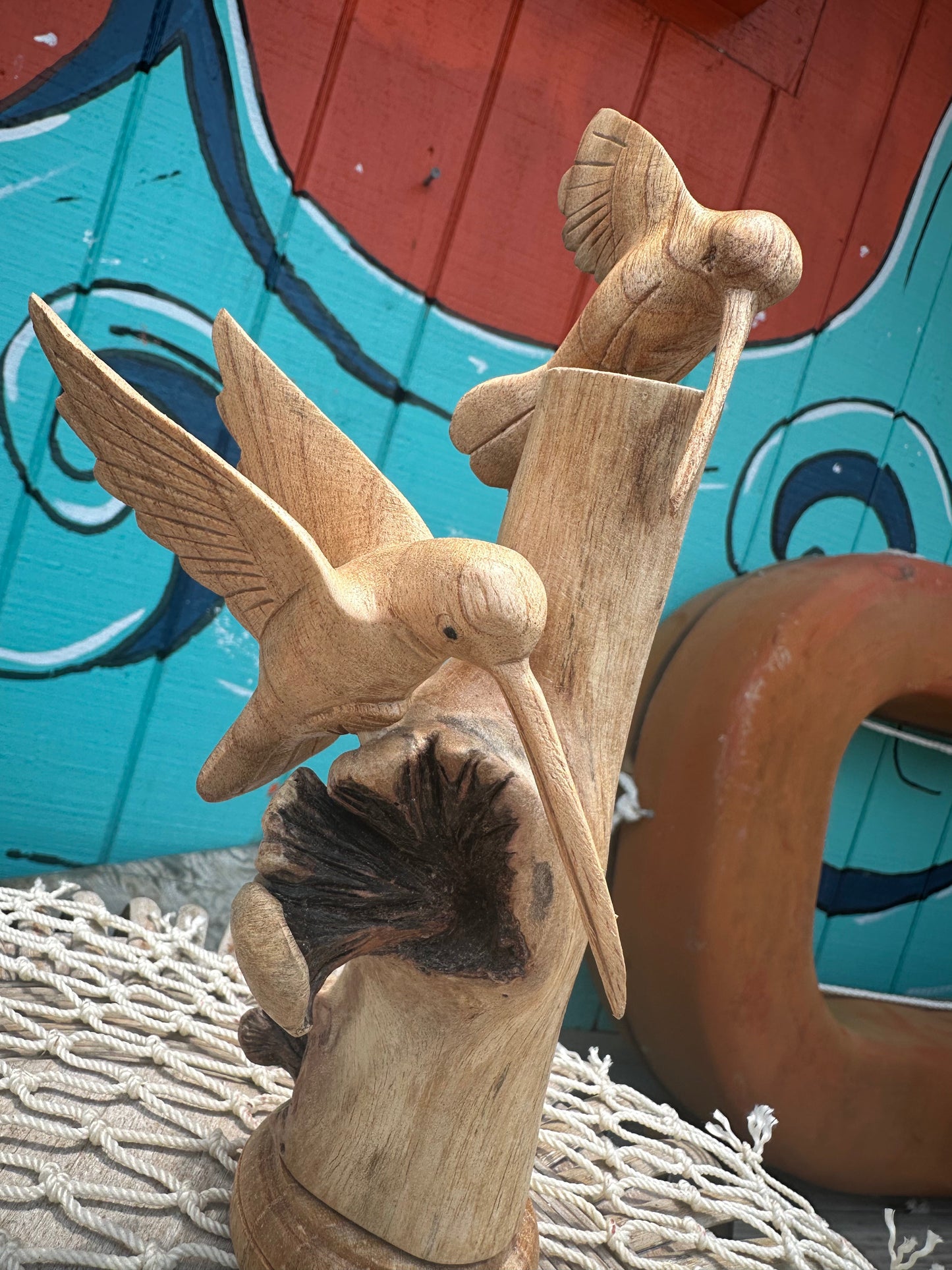 Small Hummingbird Wood Sculpture