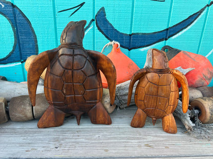 Carved Wooden Turtle Decor