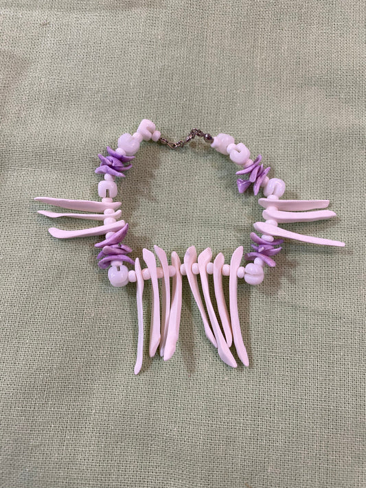 Vintage Purple Carved Shell Bracelet - Unique Handmade Jewelry