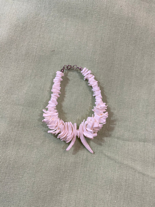 Vintage Lavender Carved Shell Bracelet - Handcrafted Coastal Statement Jewelry