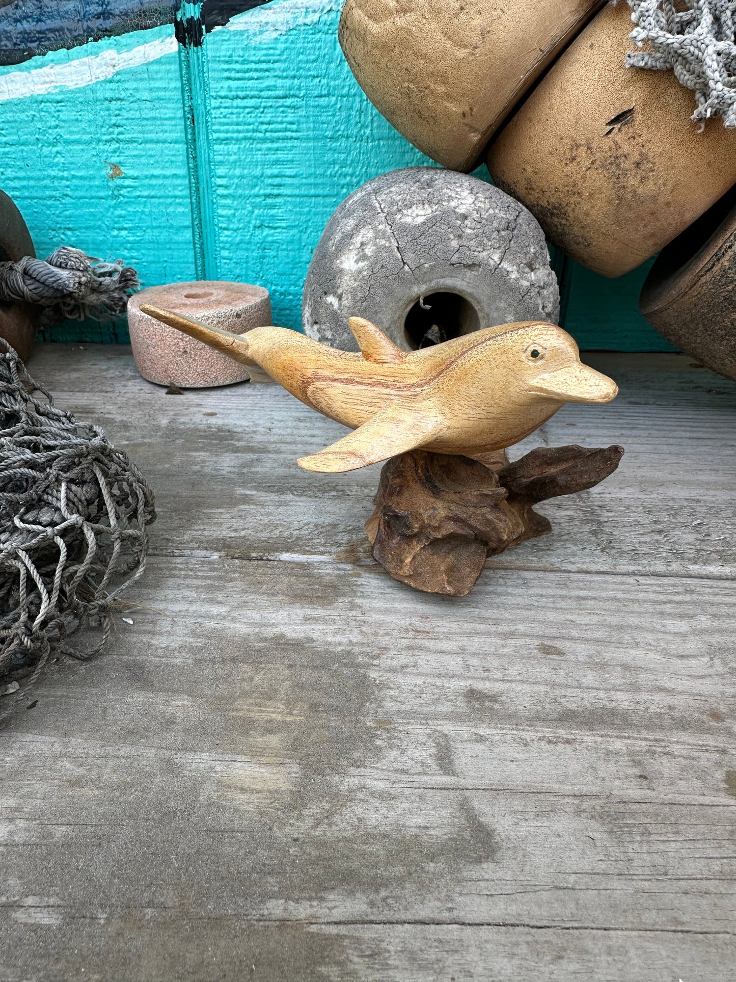 Wooden Dolphin On Driftwood - Multiple Sizes