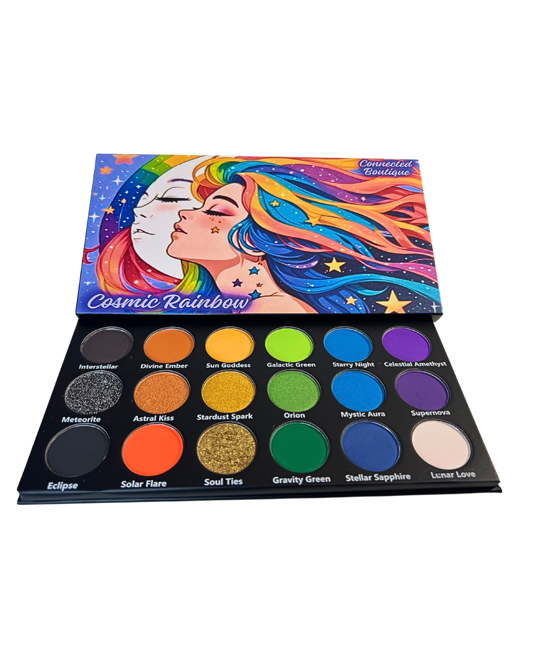 Cosmic Rainbow 18‑Shade Eyeshadow Palette – Celestial Hues & Glitter