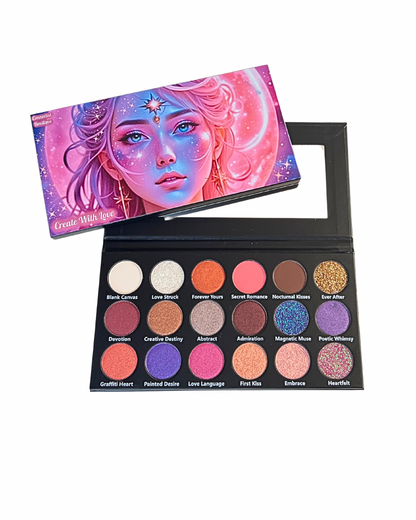 Create With Love 18‑Shade Eyeshadow Palette – Mattes, Shimmers & Glitters