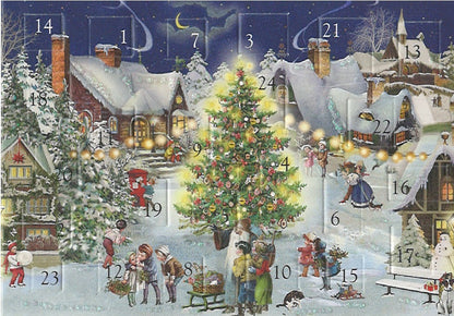 Miniature Nostalgic Advent Calendar Card - Christmas Village
