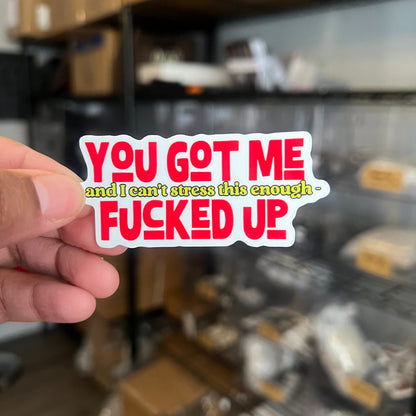 You Got Me F'ed Up Sticker