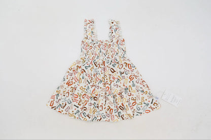 Alphabet Shirred Dress