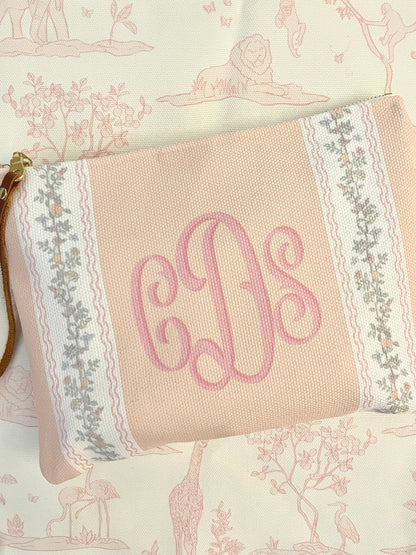 Chinoiserie Stripes Monogram Zipper Pouch