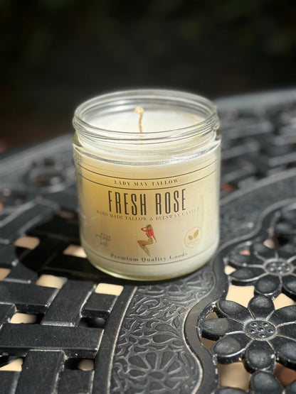 Fresh Rose Tallow & Beeswax Candle