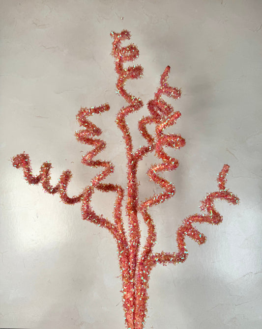 29"L V-CUT FOIL/GLTR CURLY TWIG SPRAY IRIDESCENT HOT PINK