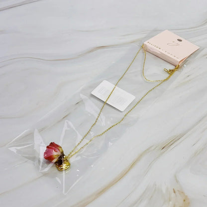 Rose Bud Love Heart Necklace