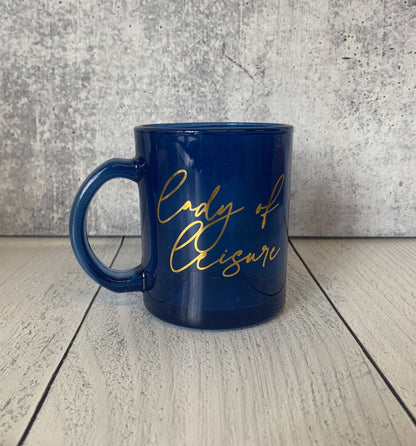 Lady of Leisure Single-Wall Glass Mug in Dark Blue Tinted Glass and