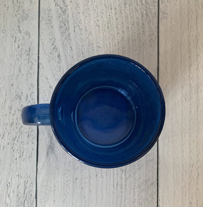 Lady of Leisure Single-Wall Glass Mug in Dark Blue Tinted Glass and