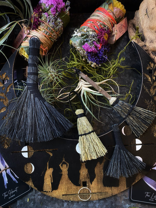 Miniature Besom/Sweeper Broom or Hand Brooms -3-5" Tampico -(functional or as an ornament)