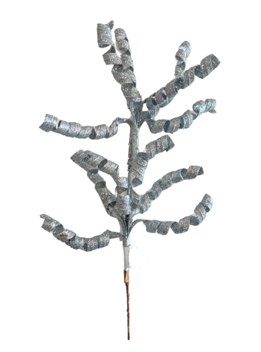 GLITTER SWIRLING RIBBONS PICK SILVER