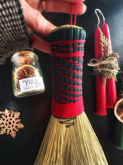 Hand Dyed, Woven Handle Hawk Tail Brooms
