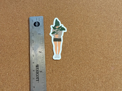 Woman with Plant Sticker