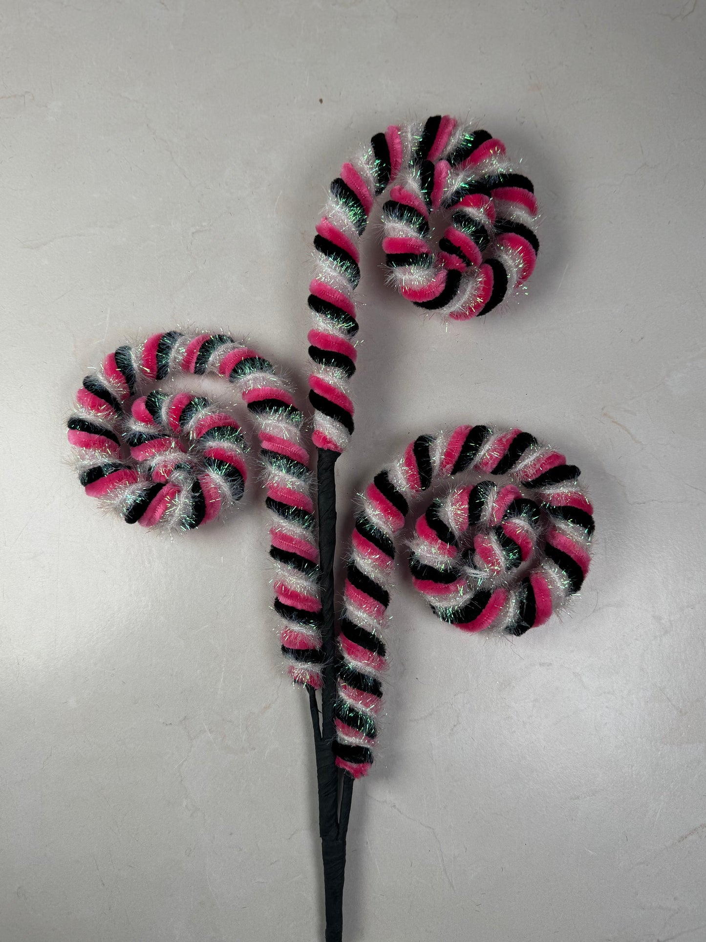 Stripe Spiral Curly Spray Pink/Black