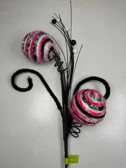 Stripe Ball Curly Spray Pink/Black