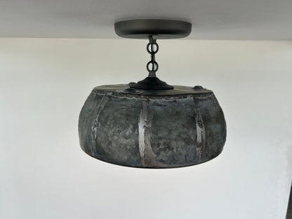 Rustic Metal Farmhouse Ceiling Light With Chain - 8 Sided