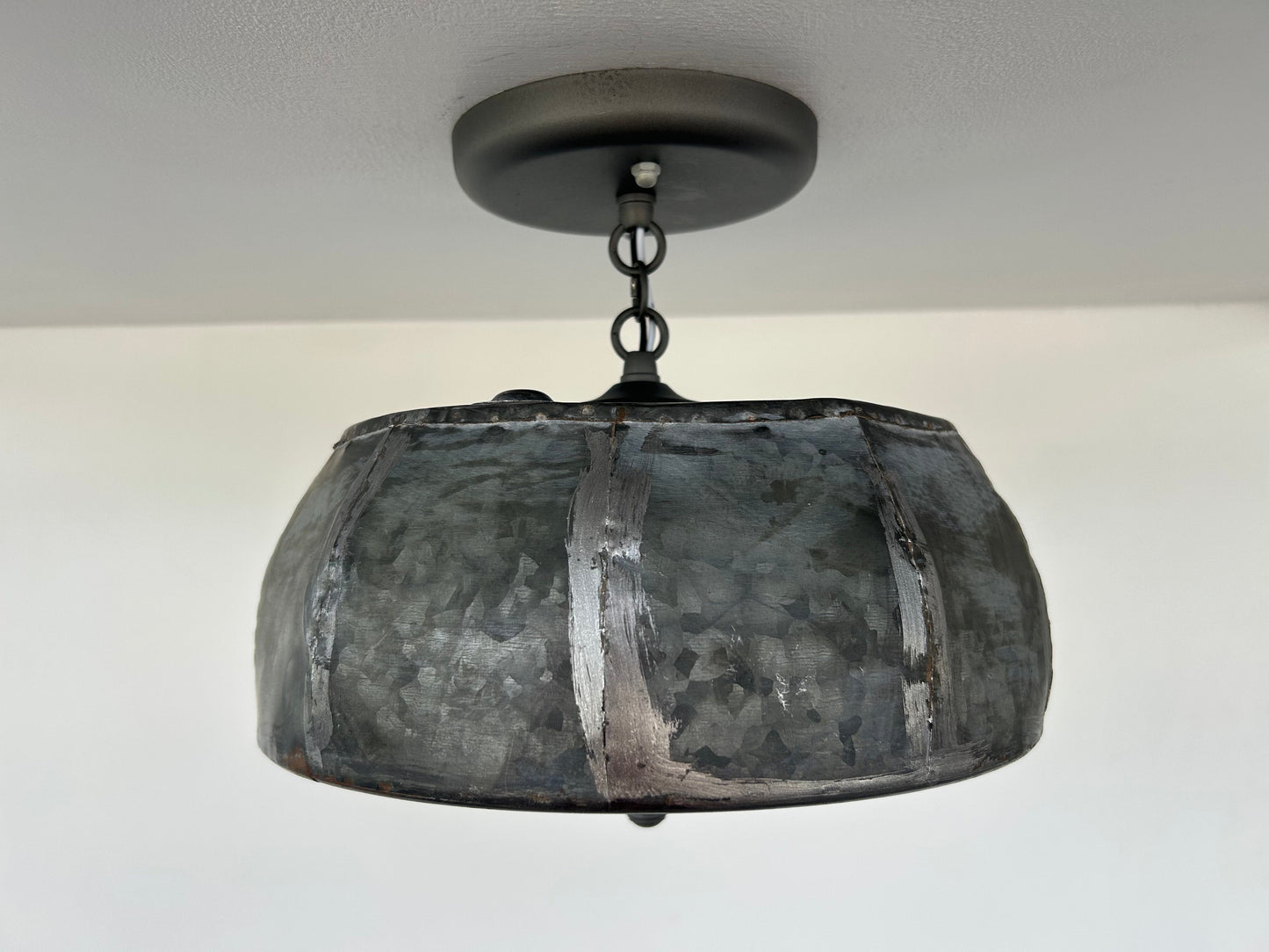 Rustic Metal Farmhouse Ceiling Light With Chain - 8 Sided