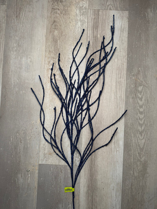Glitter Twig Spray Blue