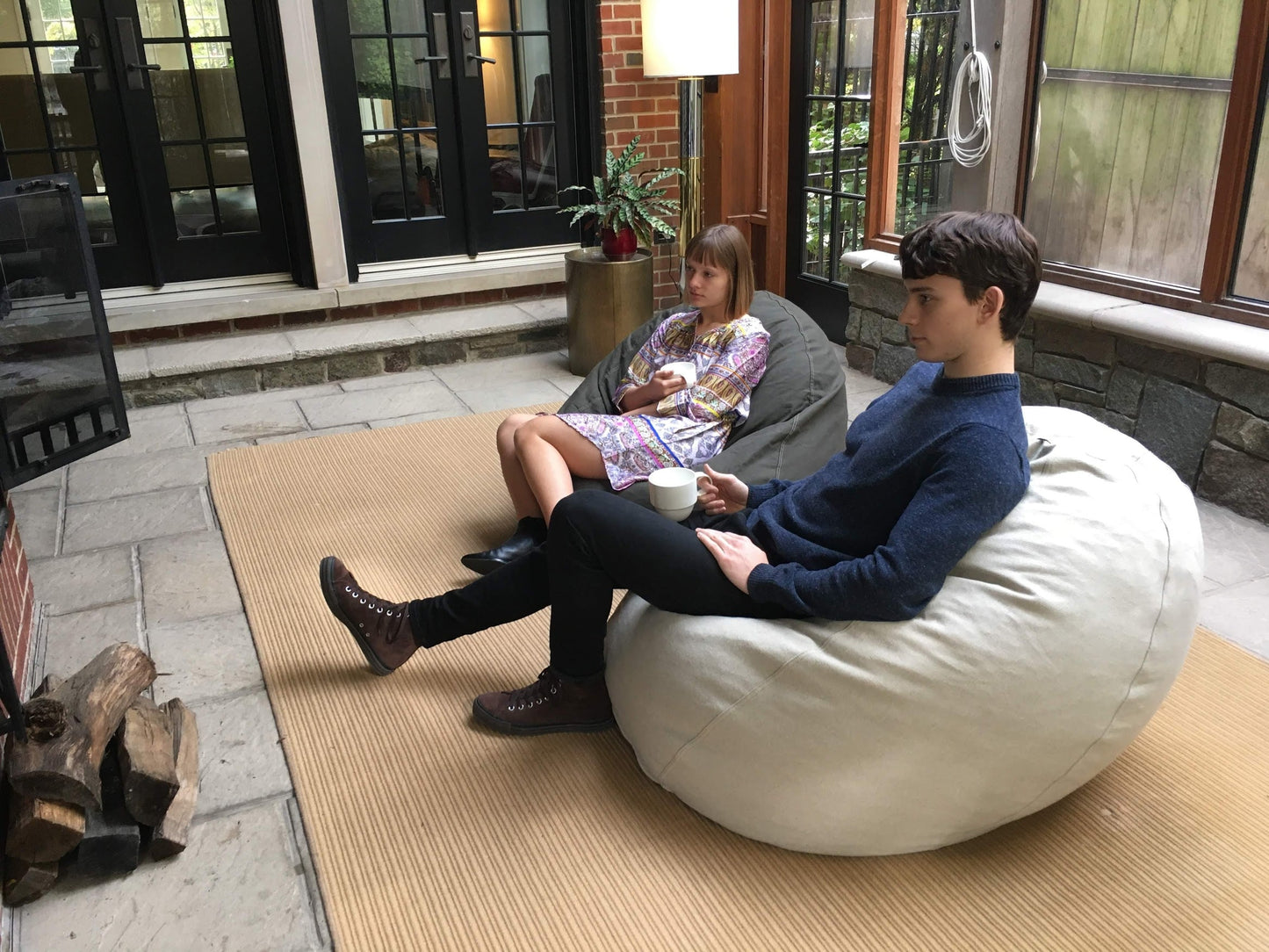 Hemp Bean Bag Chair Lounger - Adult & Teen size Traditional Classic 6 panel beanbag remove wash Eco Friendly Organic 18 oz. Hemp Fabric Comfy Bean - MADE IN USA