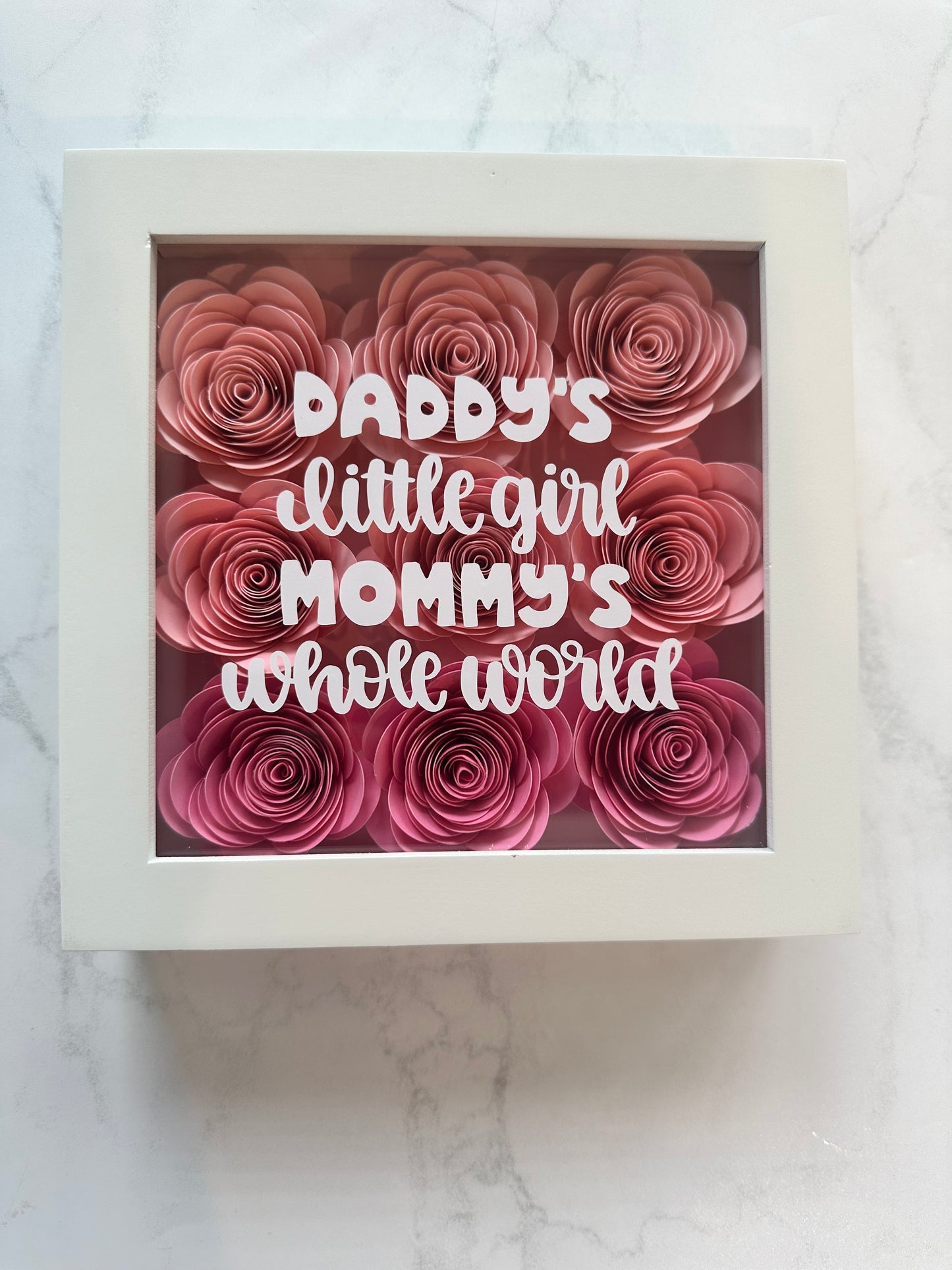 Daddy's Little Girl, Mommy's Whole World Flower Shadow Box | Perfect for Baby Shower | Girl's Nursery | Pregnancy Gift